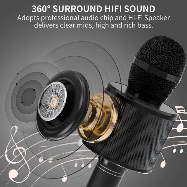 Alt view image 4 of 6 - JVFYI Portable Handheld Wireless Karaoke Microphone Speaker Microphone for Kids Music Player Singing Recorder KTV Gold