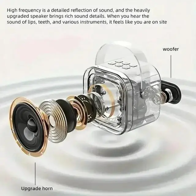 Alt view image 6 of 6 - JVFYI Portable Battery-Powered RGB Karaoke for 5.3 Speaker Machine PA System 2 Wireless Microphones for Home Family Singing