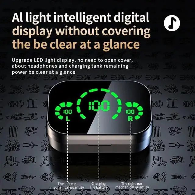 Alt view image 2 of 6 - JVFYI YD03 TWS Wireless Earbuds with Touch Digital Display - Bluetooth 5.3, Mirror Mini In-Ear, Touch Control, Long Battery