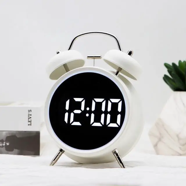 Alt view image 5 of 5 - JVFYI Super Loud Digital Alarm Clock with LED Mirror & Dual Alarm - Smart Digital Clock for Bedroom, Desk, Heavy Sleepers navy blue