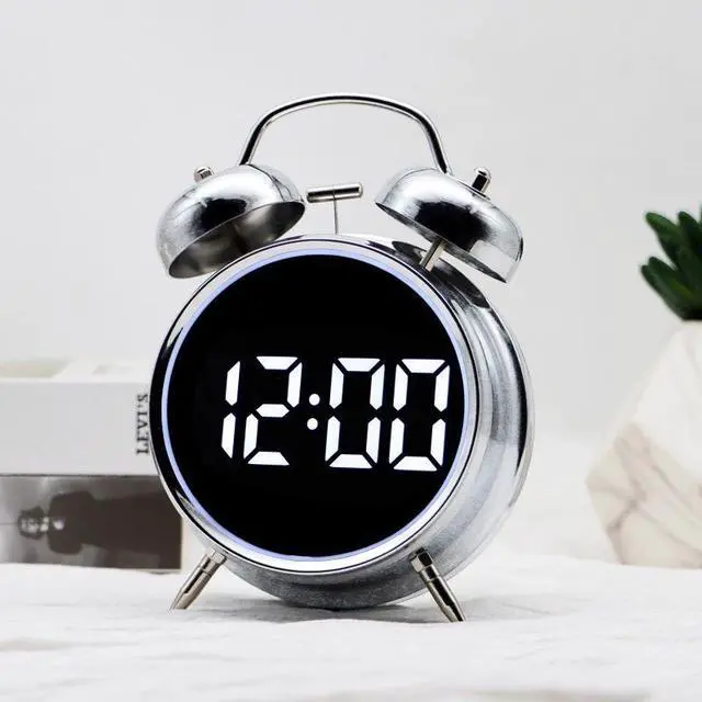 Alt view image 2 of 5 - JVFYI Super Loud Digital Alarm Clock with LED Mirror & Dual Alarm - Smart Digital Clock for Bedroom, Desk, Heavy Sleepers navy blue