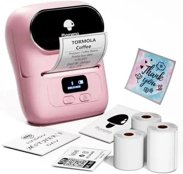 Main image of JVFYI Phomemo M110 Portable Label Maker | Bluetooth Thermal Printer for Small Business & Home Office Pink