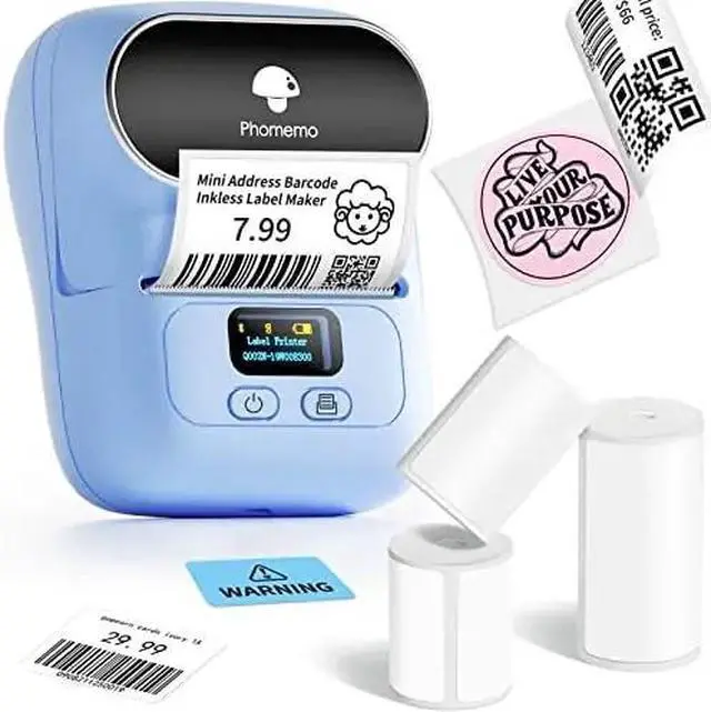 Main image of JVFYI Phomemo M110 Portable Label Maker | Bluetooth Thermal Printer for Small Business & Home Office Blue