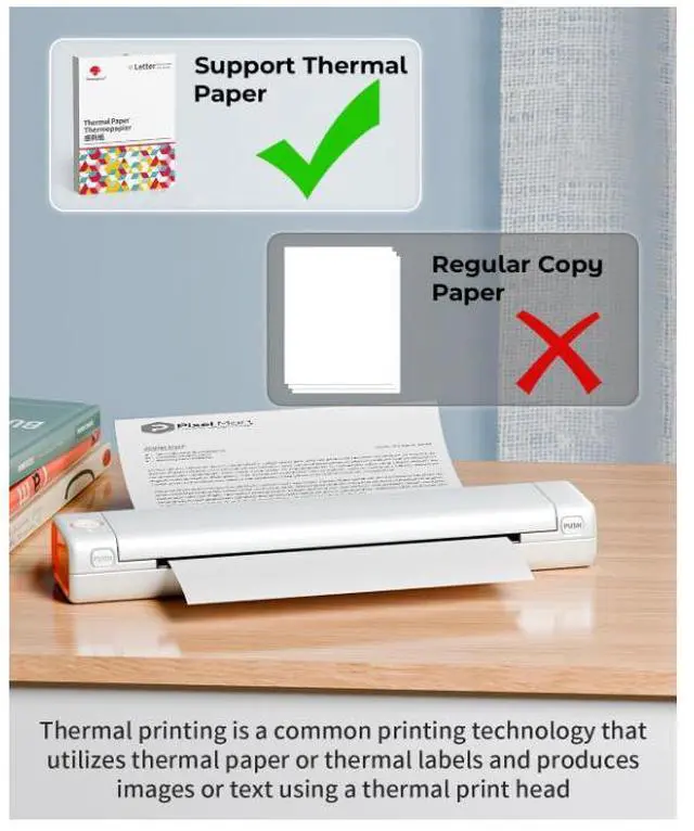 Alt view image 3 of 4 - JVFYI Phomemo M08F Wireless A4 Thermal Printer Portable Interface Supports Thermal Paper Tattoo Green