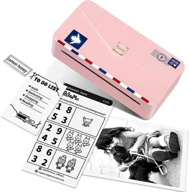 Main image of JVFYI Phomemo M04AS Mini Sticker Printer | Portable Wireless Thermal Printer for Photos, Notes & DIY Creativity Pink - Includes one roll of consumables