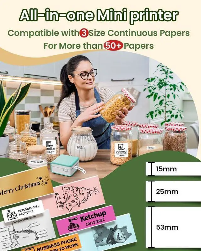 Alt view image 6 of 6 - JVFYI Phomemo M02Pro 300dpi Portable Mini Printer for Sticker, Photo, Study Notes, Bullet Journal, DIY Christmas Gift Pink