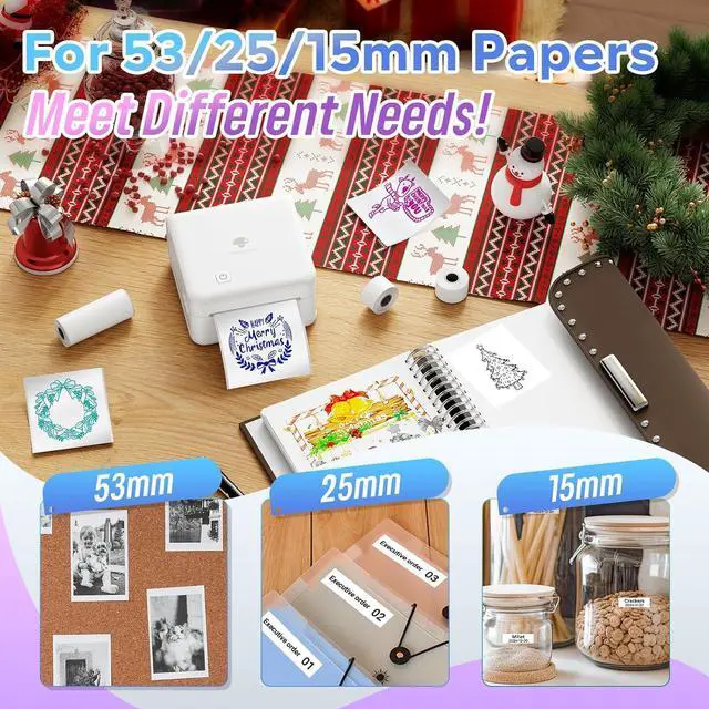 Alt view image 5 of 6 - JVFYI Phomemo M02Pro 300dpi Portable Mini Printer for Sticker, Photo, Study Notes, Bullet Journal, DIY Christmas Gift Pink