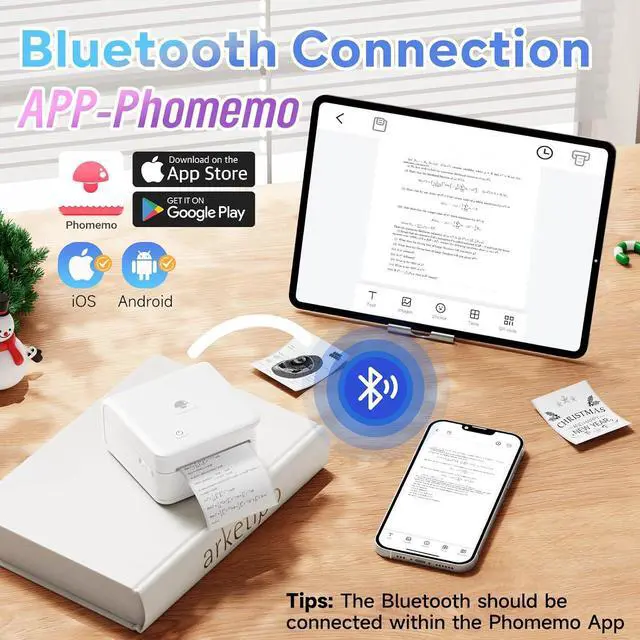 Alt view image 4 of 6 - JVFYI Phomemo M02Pro 300dpi Portable Mini Printer for Sticker, Photo, Study Notes, Bullet Journal, DIY Christmas Gift Pink