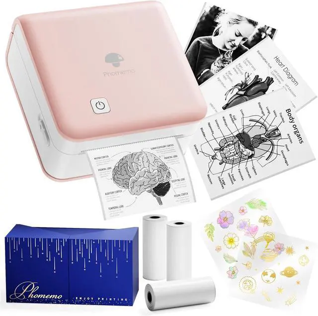 Main image of JVFYI Phomemo M02Pro 300dpi Portable Mini Printer for Sticker, Photo, Study Notes, Bullet Journal, DIY Christmas Gift Pink