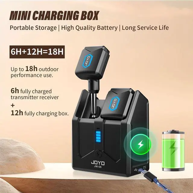 Alt view image 3 of 6 - JVFYI JOYO JW-06 Wireless Guitar System | <6ms Latency, 65ft Range, Studio-Grade 24-bit Audio | Plug-and-Play Rechargeable