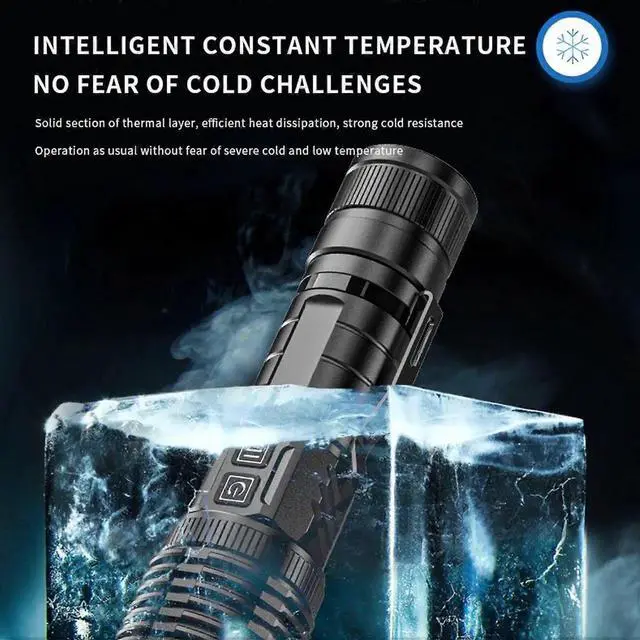 Alt view image 4 of 5 - JVFYI XHP99 Rechargeable Flashlight - Zoom, 4 Modes, IPX4 Waterproof, Black