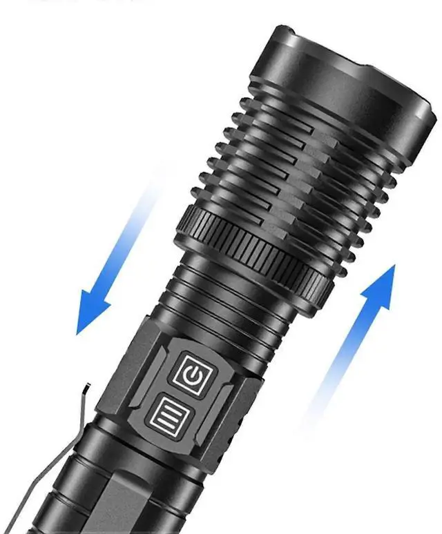 Alt view image 2 of 5 - JVFYI XHP99 Rechargeable Flashlight - Zoom, 4 Modes, IPX4 Waterproof, Black