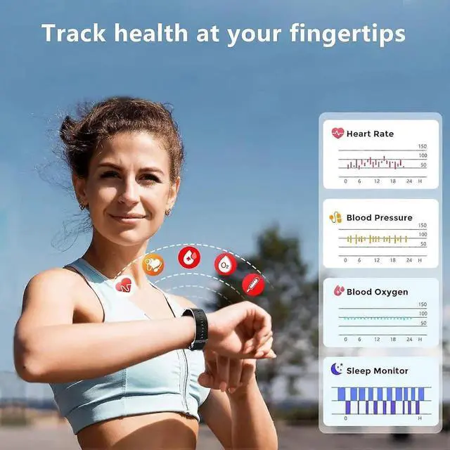 Alt view image 4 of 5 - JVFYI H-Band Smart Watch: 1.81" HRV, SpO2 & Sleep Tracker, IP68 Waterproof Fitness Watch