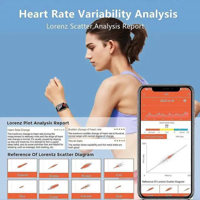 Alt view image 2 of 5 - JVFYI H-Band Smart Watch: 1.81" HRV, SpO2 & Sleep Tracker, IP68 Waterproof Fitness Watch