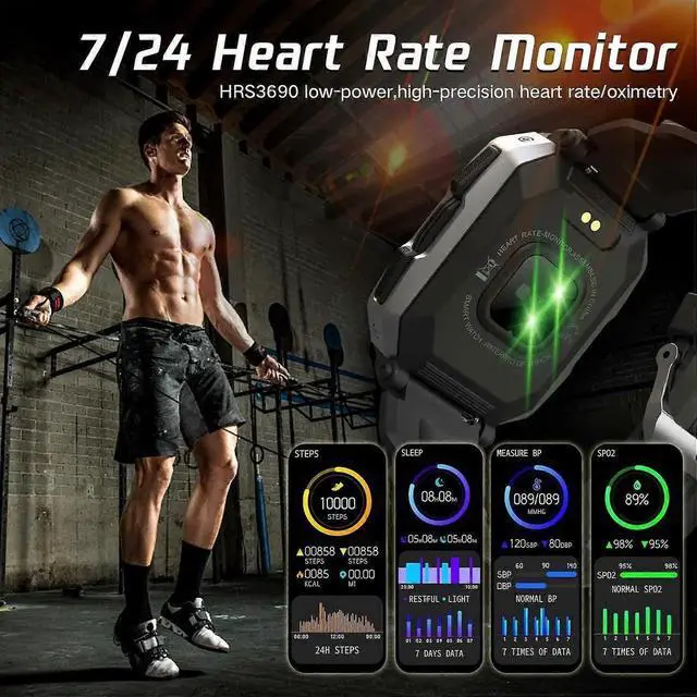 Alt view image 3 of 5 - JVFYI Slothcloud Smart Watch for Men: 1.71" HD Fitness Tracker, 24 Sport Modes, Heart Rate & Sleep Monitor