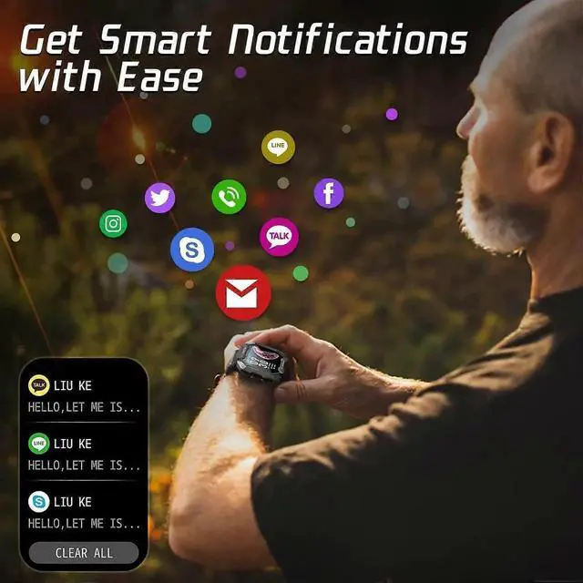 Alt view image 5 of 5 - JVFYI Slothcloud Smart Watch for Men: 1.71" HD Fitness Tracker, 24 Sport Modes, Heart Rate & Sleep Monitor