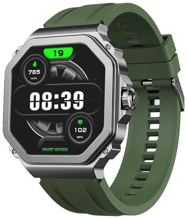 Main image of JVFYI T63 Smart Watch 1.43" AMOLED, Bluetooth Calls, Heart Rate & Blood Oxygen Monitor, Multi-Sport Modes green