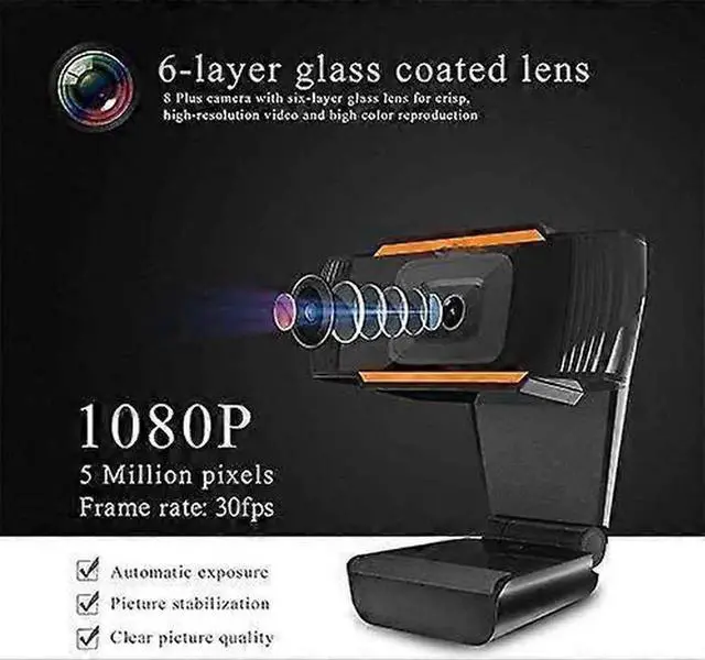 Alt view image 3 of 4 - JVFYI 1080P HD Webcam with Microphone, 110° Wide-Angle Streaming Camera for Video Calls & Recording (Black)