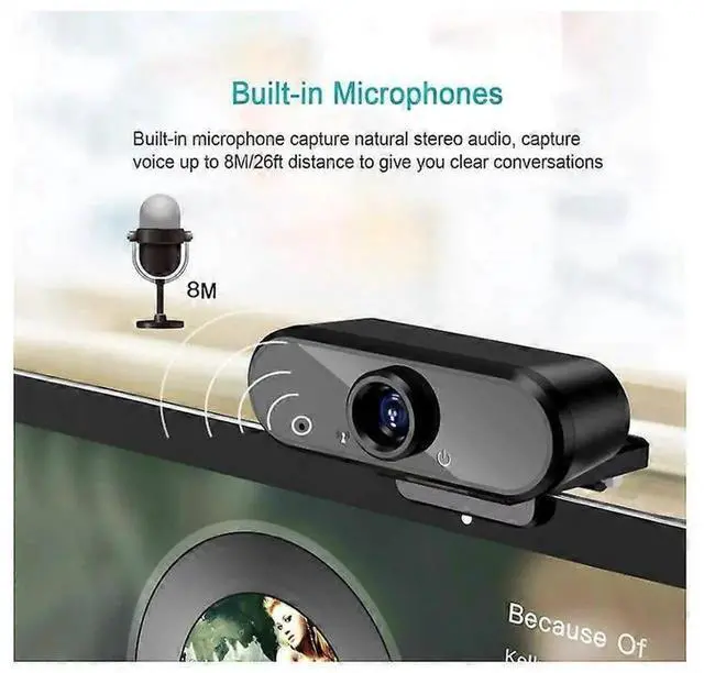 Alt view image 5 of 5 - JVFYI 1080P HD Webcam with Noise-Canceling Mic, 90° Wide Angle USB Camera for Video Calls & Streaming (Black)