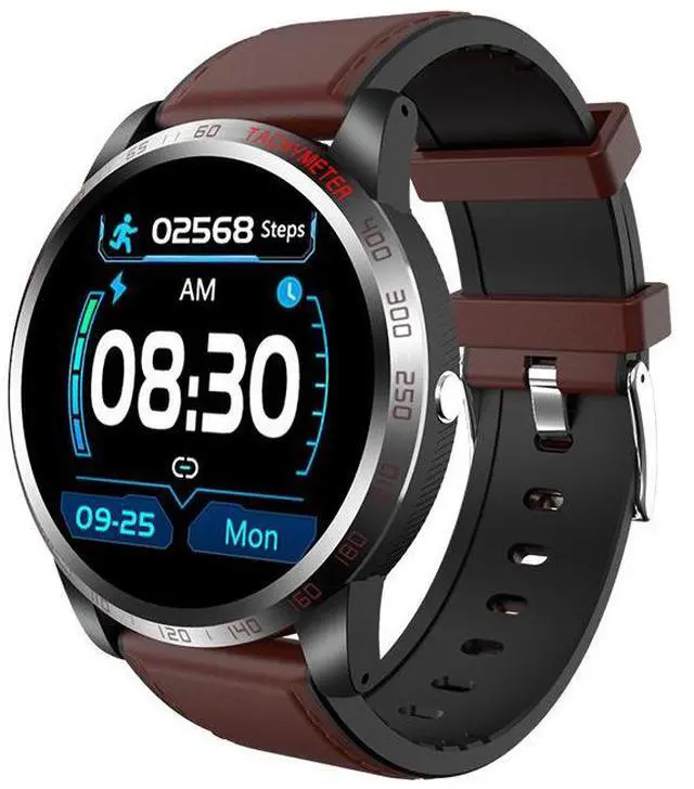 Main image of JVFYI Men's Smart Watch IP68 Waterproof, Fitness Tracker with Heart Rate & Blood Oxygen Monitor, Black brown