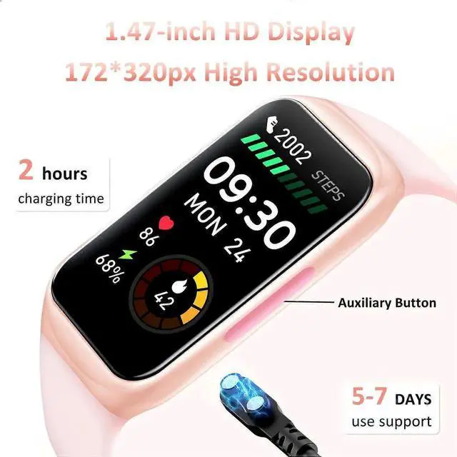 Alt view image 3 of 5 - JVFYI Smart Watch 1.47" Fitness Tracker with Heart Rate, Blood Oxygen, Sleep Monitor & Notifications silver gray