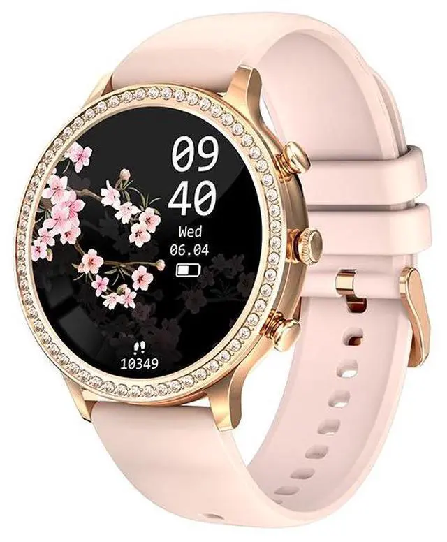 Main image of JVFYI Diamond Smart Watch for Women: 1.32" Fitness Tracker with Heart Rate, Blood Oxygen & Sleep Monitor pink