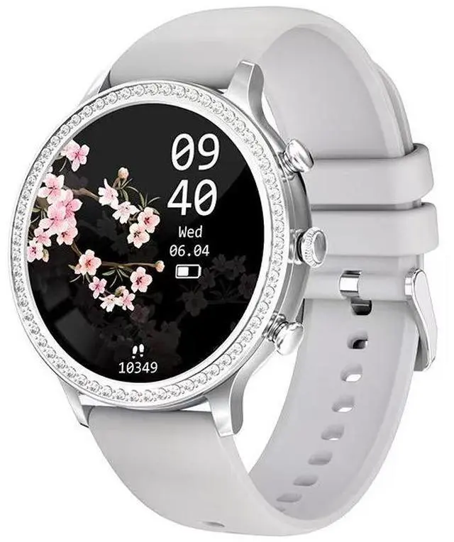 Main image of JVFYI Diamond Smart Watch for Women: 1.32" Fitness Tracker with Heart Rate, Blood Oxygen & Sleep Monitor silver