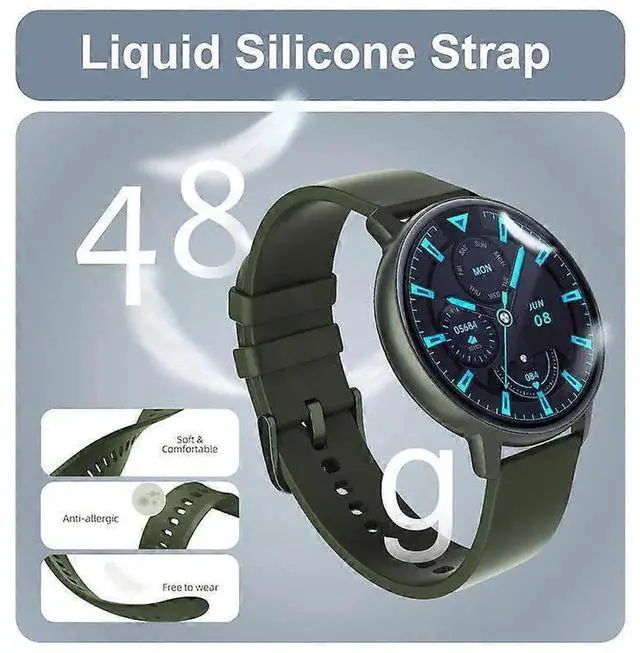 Alt view image 2 of 5 - JVFYI S48T Smart Watch 1.43" AMOLED, Bluetooth Call, Heart Rate & Blood Pressure Monitor, IP67 Waterproof golden
