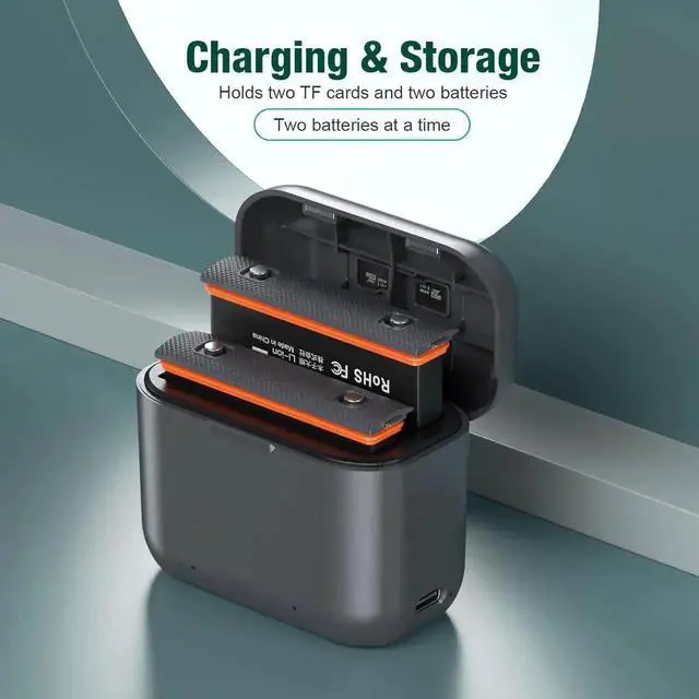 Alt view image 2 of 7 - JVFYI Replacement Insta360 X3 Battery 1800mAh 2-Pack and Dual Slot USB Fast Charger Hub Compatible with Insta360 X3 Action Camera