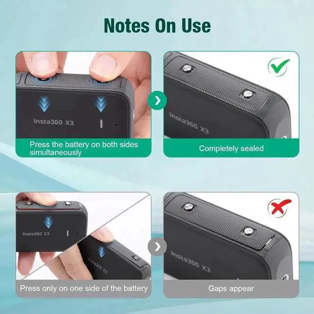 Alt view image 6 of 7 - JVFYI Replacement Insta360 X3 Battery 1800mAh 2-Pack and Dual Slot USB Fast Charger Hub Compatible with Insta360 X3 Action Camera