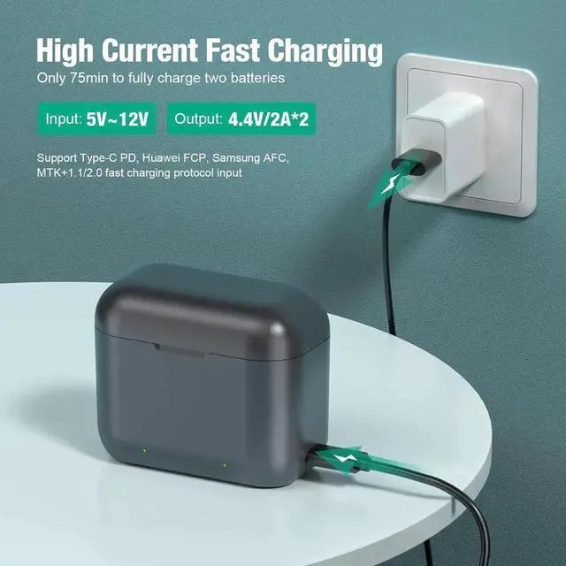 Alt view image 7 of 7 - JVFYI Replacement Insta360 X3 Battery 1800mAh 2-Pack and Dual Slot USB Fast Charger Hub Compatible with Insta360 X3 Action Camera