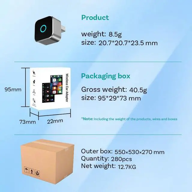 Alt view image 6 of 7 - JVFYI Ottocast Mini Cube 3.0 Wireless CarPlay & Android Auto 2-in-1 Adapter, Convert Wired to Wireless for iPhone iOS 10+ & Android 11+, Universal Plug & Play