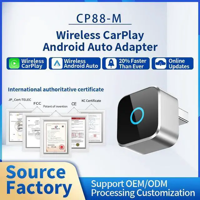 Alt view image 2 of 7 - JVFYI Ottocast Mini Cube 3.0 Wireless CarPlay & Android Auto 2-in-1 Adapter, Convert Wired to Wireless for iPhone iOS 10+ & Android 11+, Universal Plug & Play