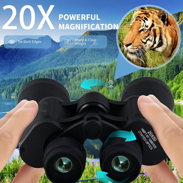 Alt view image 3 of 7 - 20X50 Binoculars for Adults High Powered- Large View with Clear Vision Waterproof & Fogproof Lightweight Easy Focus Compact Binoculars for Bird Watching Hunting Travel Sports Opera Concert