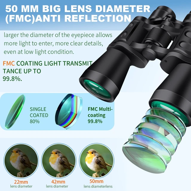 Alt view image 4 of 7 - 20X50 Binoculars for Adults High Powered- Large View with Clear Vision Waterproof & Fogproof Lightweight Easy Focus Compact Binoculars for Bird Watching Hunting Travel Sports Opera Concert