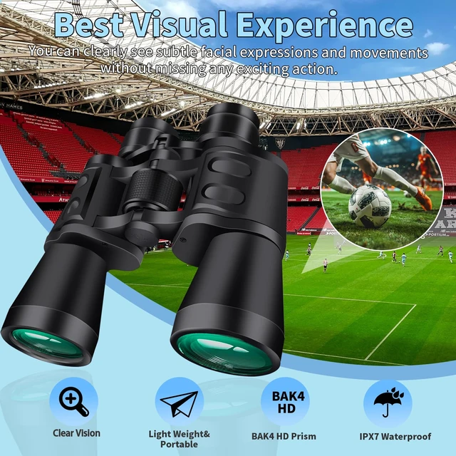 Alt view image 6 of 7 - 20X50 Binoculars for Adults High Powered- Large View with Clear Vision Waterproof & Fogproof Lightweight Easy Focus Compact Binoculars for Bird Watching Hunting Travel Sports Opera Concert