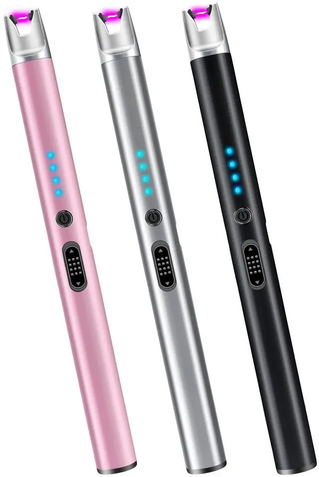 Main image of Luxgaze 3 Pack Electric Candle Lighter Rechargeable USB Lighters Flameless Windproof Plasma Arc Lighters with Safety Lock Long Lighter for Candle BBQ Camping Birthday Party