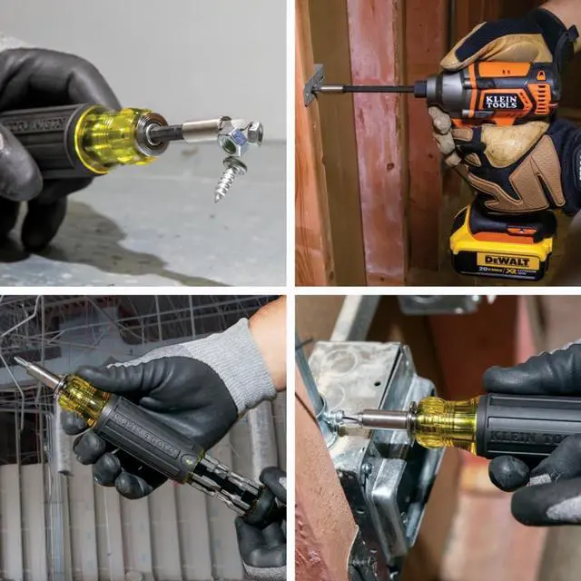 Alt view image 6 of 7 - Klein Tools 32303 Multi-Bit Screwdriver/Nut Driver, Impact Rated 14-in-1 Magnetic Screwdriver Set Phillips, Slotted, Square, Combo, Torx