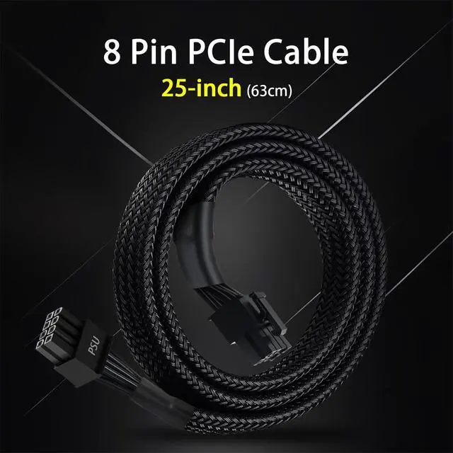 Alt view image 6 of 7 - 8 Pin PCIe Cable for EVGA Power Supply, PCIe 8 Pin Male to (6+2) Male PCI Express Power Adapter Sleeved 25-inch (63cm)