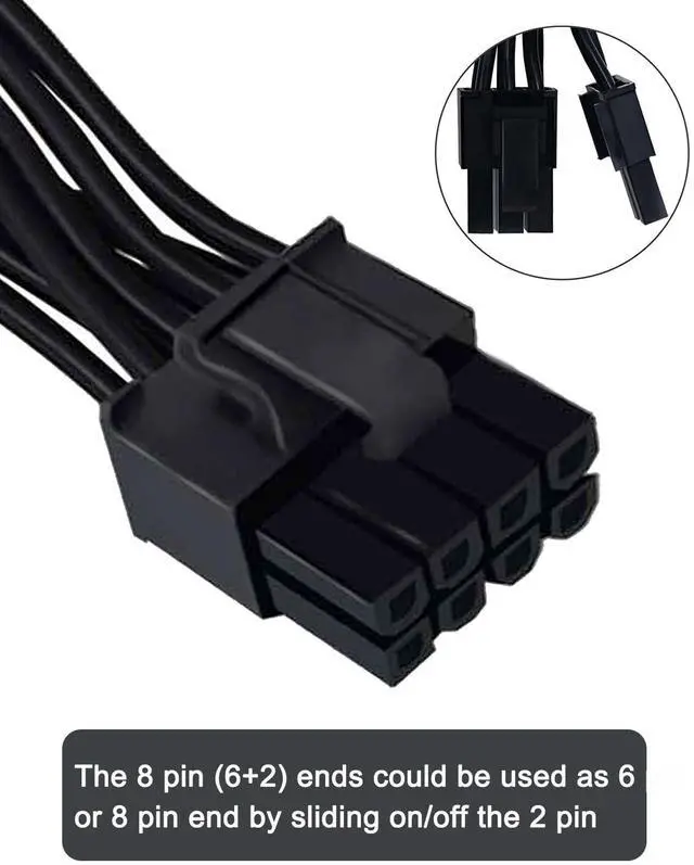Alt view image 3 of 6 - PCIE Cable for EVGA, PCIe 8 Pin Male to Dual PCIe 8 Pin (6+2) Male GPU Power Cable for EVGA Power Supply 25-inch(63cm) Black
