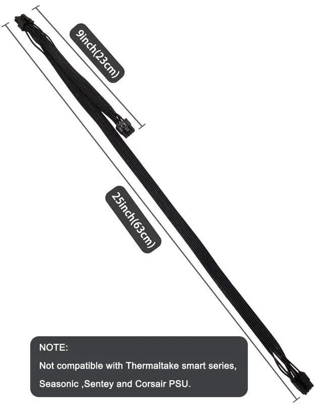 Alt view image 4 of 6 - PCIE Cable for EVGA, PCIe 8 Pin Male to Dual PCIe 8 Pin (6+2) Male GPU Power Cable for EVGA Power Supply 25-inch(63cm) Black