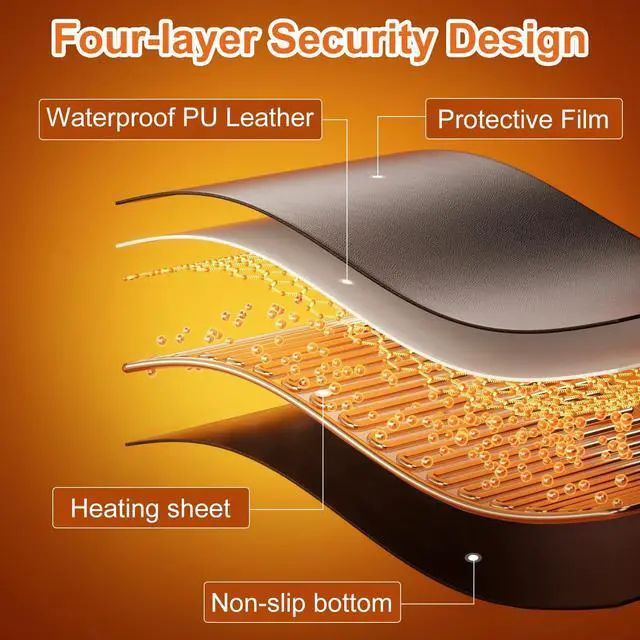 Alt view image 2 of 7 - Bublonics Heated Mouse Pad, Warm Desk Pad,Heated Large Desk Mat with 3 Levels Heating,Gaming Mouse Pad Foot Warmer Pad for Home Office(Upgrade Version,Black,31.5" x 13")