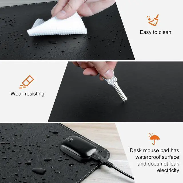 Alt view image 4 of 7 - Bublonics Heated Mouse Pad, Warm Desk Pad,Heated Large Desk Mat with 3 Levels Heating,Gaming Mouse Pad Foot Warmer Pad for Home Office(Upgrade Version,Black,31.5" x 13")