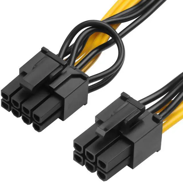 Main image of 2-Pack PCIE 6 Pin Male to 8 Pin (6+2) Male GPU Power Cable for CoolerMaster and Thermaltake Power Adapter Cable Supply with PCIe 6 Pin Port PCI Express Pin Adapter Power Cable, 20 inch