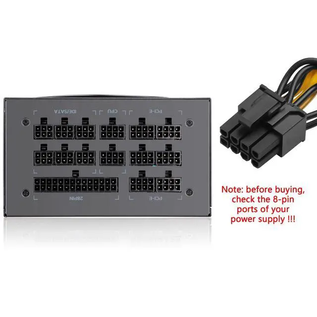 Alt view image 2 of 7 - 2-Pack PCIE 6 Pin Male to 8 Pin (6+2) Male GPU Power Cable for CoolerMaster and Thermaltake Power Adapter Cable Supply with PCIe 6 Pin Port PCI Express Pin Adapter Power Cable, 20 inch