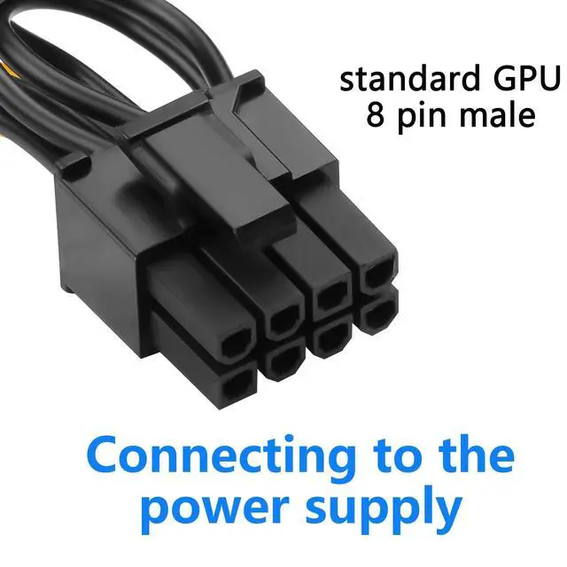 Alt view image 4 of 7 - 2-Pack PCIE 6 Pin Male to 8 Pin (6+2) Male GPU Power Cable for CoolerMaster and Thermaltake Power Adapter Cable Supply with PCIe 6 Pin Port PCI Express Pin Adapter Power Cable, 20 inch
