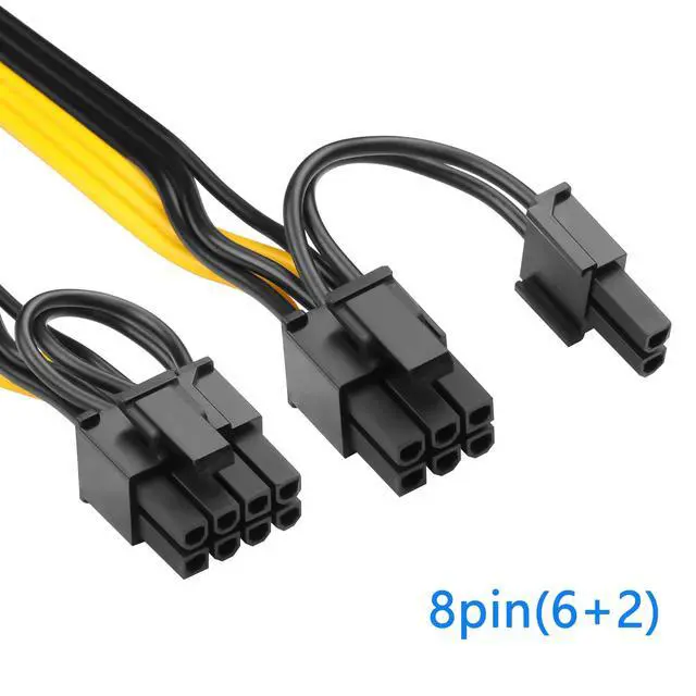 Alt view image 5 of 7 - 2-Pack PCIE 6 Pin Male to 8 Pin (6+2) Male GPU Power Cable for CoolerMaster and Thermaltake Power Adapter Cable Supply with PCIe 6 Pin Port PCI Express Pin Adapter Power Cable, 20 inch