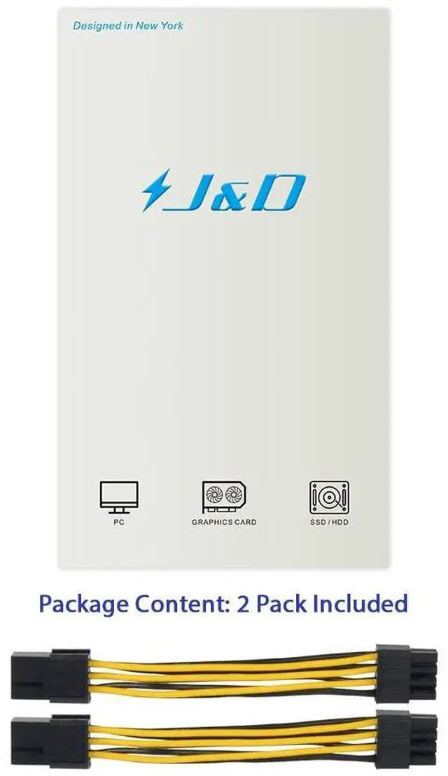 Alt view image 7 of 7 - J&D 6 Pin to 8 Pin PCIe Express (PCIe) Graphics Video Card Power Cable Adapter (2 Pack), 4 inch / 10 cm, Black