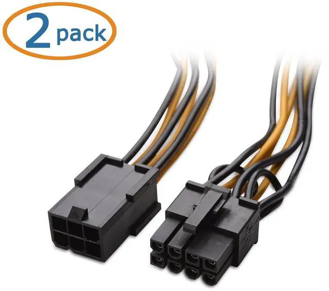 Alt view image 2 of 4 - 2-Pack 6 Pin to 8 Pin PCIe Adapter Power Cable - 4 Inches