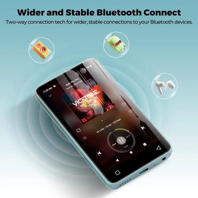 Alt view image 7 of 7 - 160GB MP3 Player with Bluetooth and WiFi, innioasis MP3 MP4 Player for Kids with Spotify, Amazon Music, Audible, Libby, 4.0" Touch Screen Android Music Player with Speaker, Up to 1TBGlacier Blue